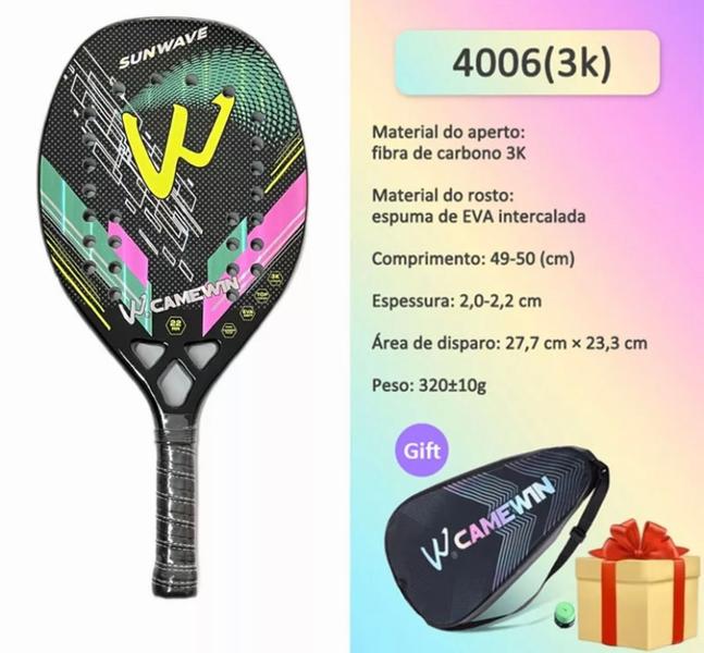 Imagem de Raquete Beach Tennis Camewin 3k Holográfica Lançamento 2022