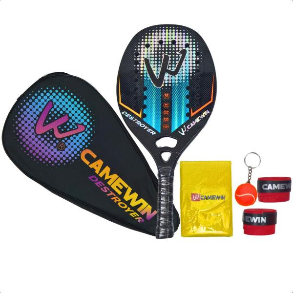 Imagem de Raquete Beach Tennis Camewin Destroyer 3K Carbon + Acessórios