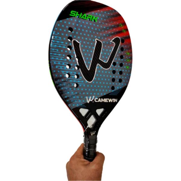 Imagem de Raquete Beach Tennis Camewin Full Carbon 3K - Shark Cinza