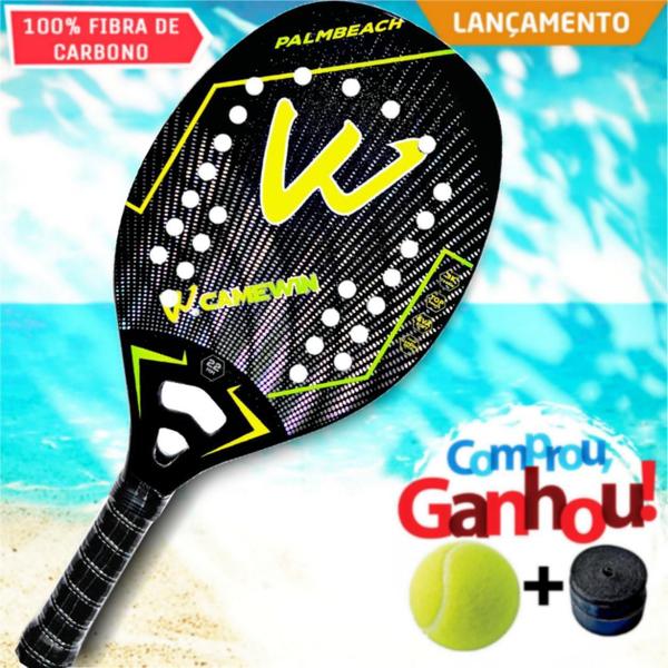 Imagem de Raquete Beach Tennis Camewin Full Carbon Palmbeach Yellow