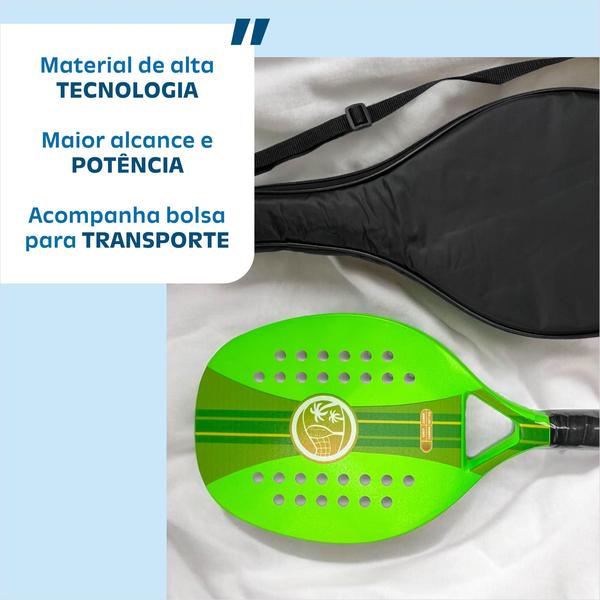 Imagem de Raquete Beach Tennis Fiberglass Praia Case Protetor Iniciante Fibra Carbono Leve Resistente Padel 28