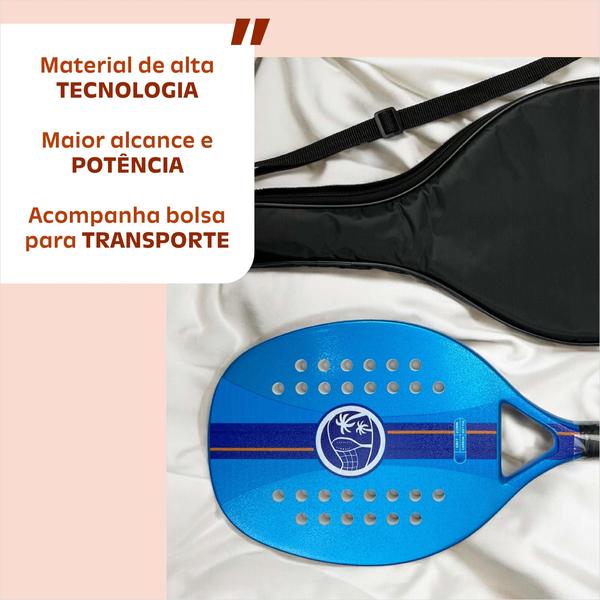 Imagem de Raquete Beach Tennis Fiberglass Praia Case Protetor Iniciante Fibra Carbono Leve Resistente Padel 28