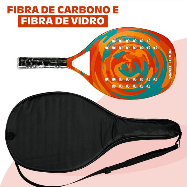 Imagem de Raquete Beach Tennis Fiberglass Praia Case Protetor Iniciante Fibra Carbono Leve Resistente Padel 28