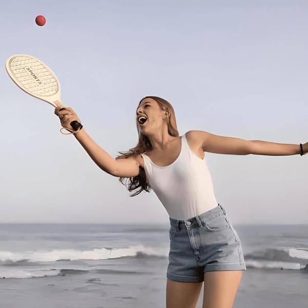 Imagem de Raquete Beach Tennis Frescobol Praia Kit Raquetes De Tênis Raquete Bolinha de Borracha Acessórios