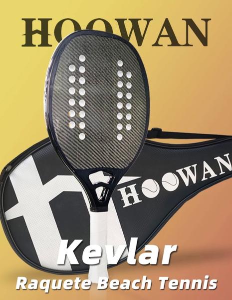 Imagem de Raquete Beach Tennis Hoowan Kevlar + Overgrip + bola + protetor de cabeça de raquete