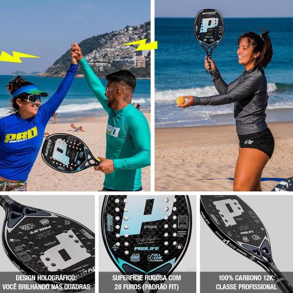 Imagem de Raquete Beach Tennis Prolife Advance Carbono 12k Holográfica Original