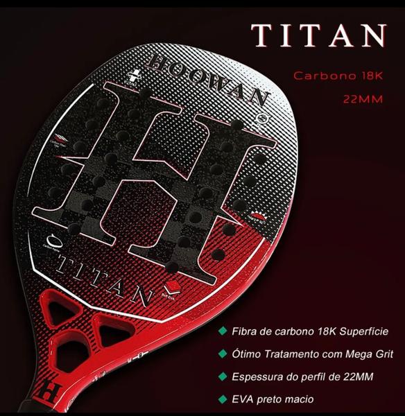 Imagem de Raquete De Beach Tennis Hoowan 18k Titan Nova Profissional