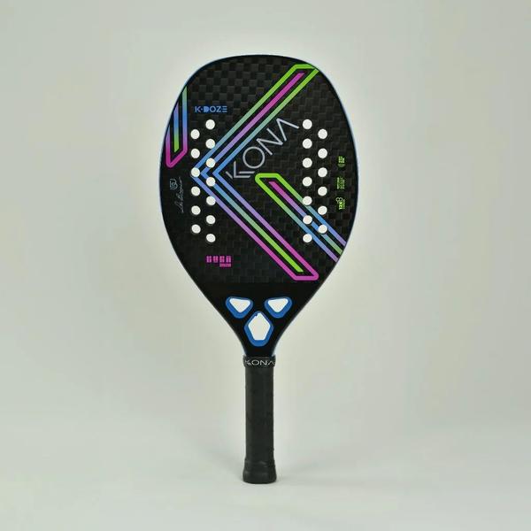 Imagem de Raquete de Beach Tennis Kona K-Doze Glossy Leo Branco 2024 Carbono 12K