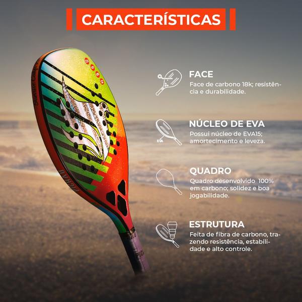 Imagem de Raquete de Beach Tennis Pichau Sunrise California, Face 18k Carbon, PES-RKT-SC