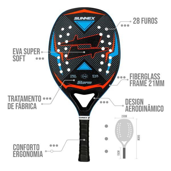 Imagem de Raquete De Beach Tennis Storm Sunnex Azul + Capa