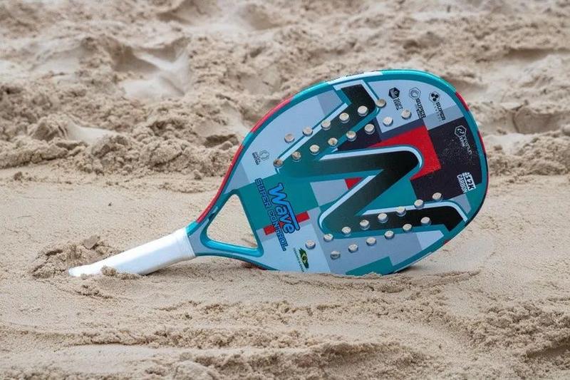 Imagem de Raquete de Beach Tennis Wave Super Control Cinza e Verde Carbono 12k