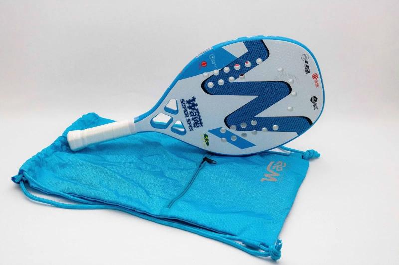 Imagem de Raquete de Beach Tennis Wave Super Spin Azul e Branco Carbono