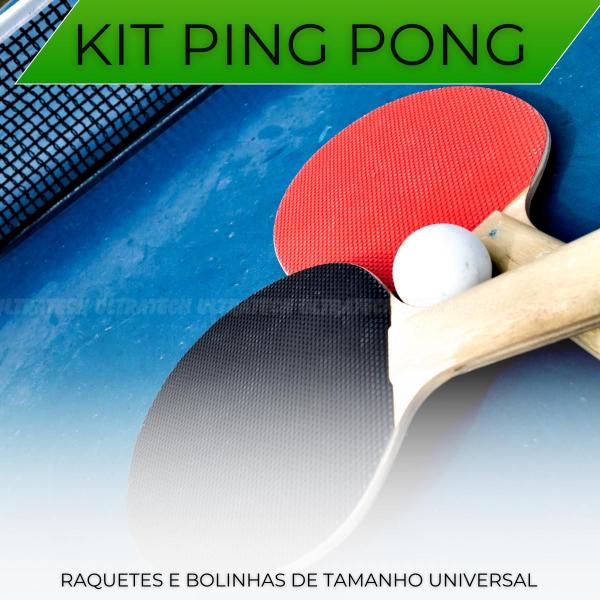 Imagem de Raquete De Ping Pong Com 2 Pecas 3 Bolinhas Suporte Rede