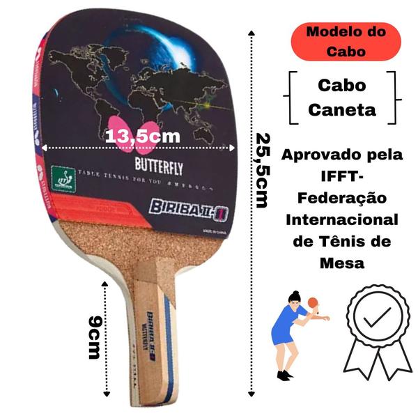 Imagem de Raquete de Ping Pong Tenis de Mesa Biriba II + 2 Bolas