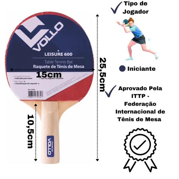 Imagem de Raquete de Tênis de Mesa Ping Pong Vollo Leisure 600