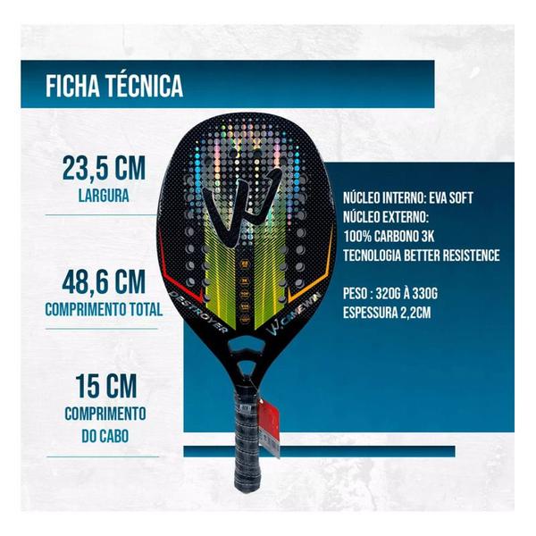Raquete de tênis de praia Camewin Carbon 3K Professional 320-330g - J-One Imagem de Raquete de tênis de praia Camewin Carbon 3K Professional 320-330g