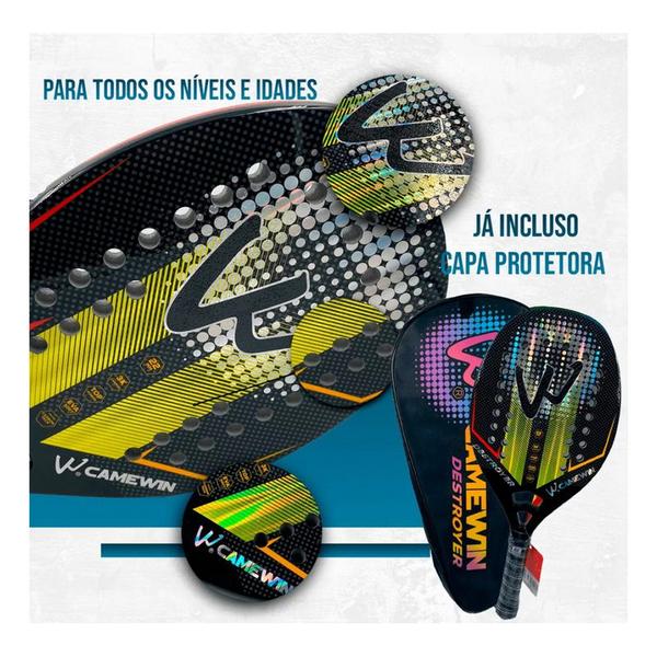 Raquete de tênis de praia Camewin Carbon 3K Professional 320-330g - J-One Imagem de Raquete de tênis de praia Camewin Carbon 3K Professional 320-330g