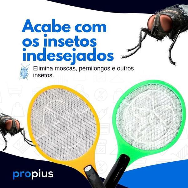 Imagem de Raquete Elétrica Mata Insetos Mosca Pernilongos Carregador