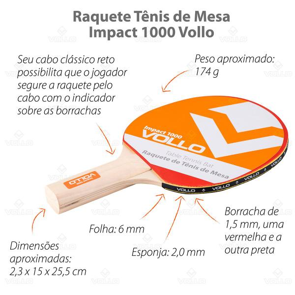 Imagem de Raquete Esportiva Impact 1000 ITTF  Ping Pong Tênis de Mesa Lazer Vollo