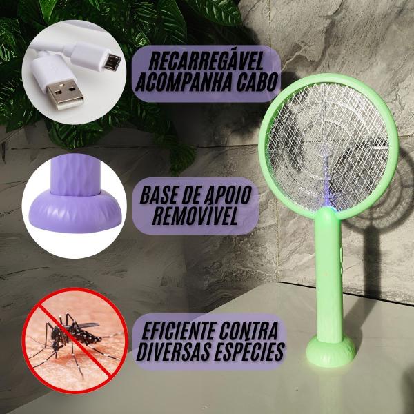 Imagem de Raquete Mata Mosquitos Com Luz LED Recarregável USB Armadilha