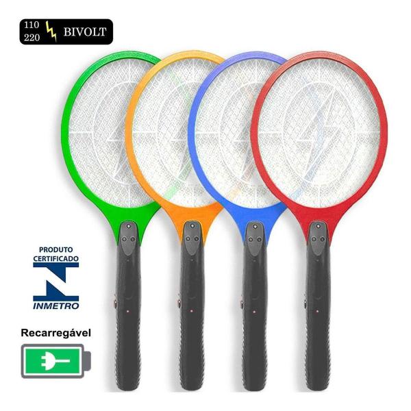 Raquete Mata Mosquitos E Moscas Bivolt Recarregável - Black Watch Imagem de Raquete Mata Mosquitos E Moscas Bivolt Recarregável