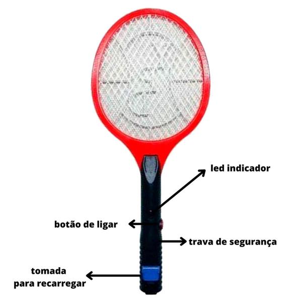 Imagem de Raquete Mata Mosquitos Elétrica Recarregável Bivolt