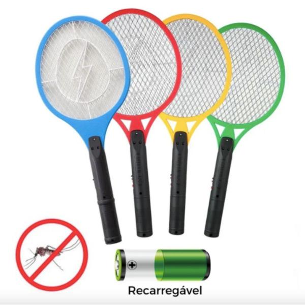Raquete Mata Pernilongos Recarregável Elétrica Bivolt - King Imagem de Raquete Mata Pernilongos Recarregável Elétrica Bivolt