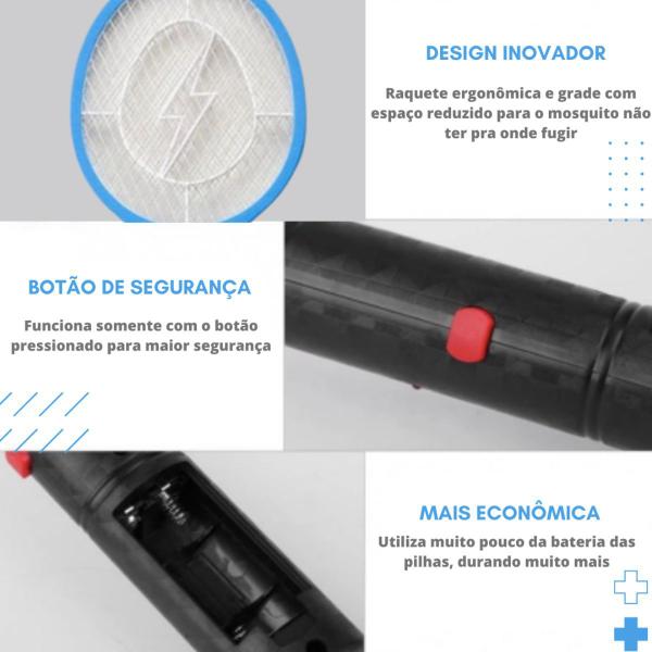 Raquete Mata Pernilongos Recarregável Elétrica Bivolt - King Imagem de Raquete Mata Pernilongos Recarregável Elétrica Bivolt