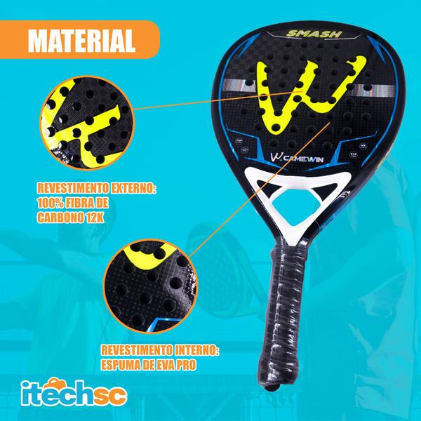 Imagem de Raquete Padel Carbono 12K Profissional Camewin Paddle + Capa