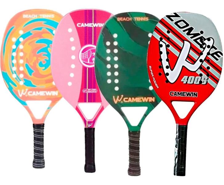 Imagem de Raquete Para Beach Tennis Profissional Em Fibra Carbono Com Capa Protetora Camewin - Cores Sortidas