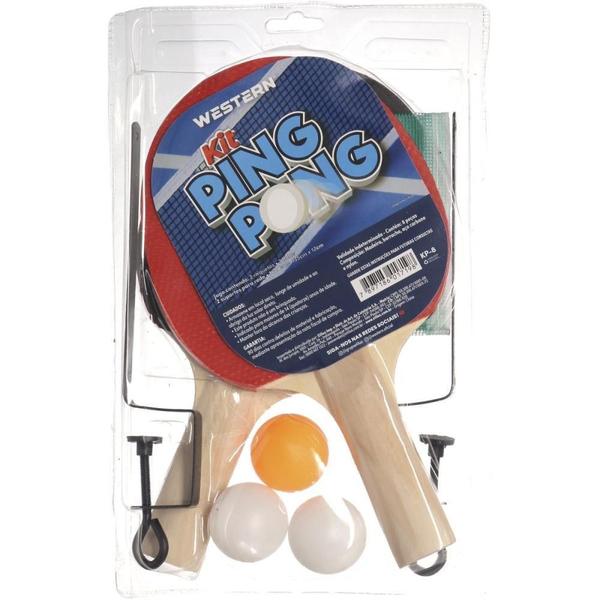 Raquete para PING PONG Raquetes + Bolas + Rede + Suporte 8 Peças - Western Imagem de Raquete para PING PONG Raquetes + Bolas + Rede + Suporte 8 Peças