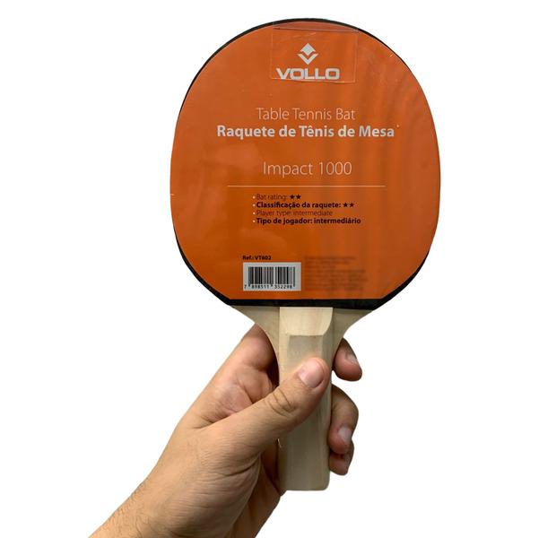 Imagem de Raquete Ping Pong Impact 1000 VT602 Vollo Sports Preto e Vermelho