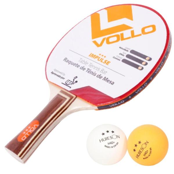 Imagem de Raquete Ping Pong Profissional Vollo Impulse Ittf + 02 Bolas 3 Estrelas