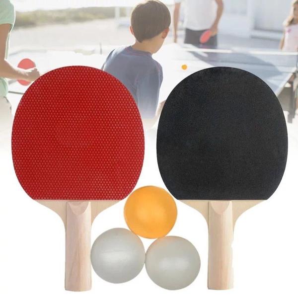 Imagem de Raquete Ping Pong Tênis De Mesa Lisa Kit 2 Raquetes e 3 Bolinhas Red Star