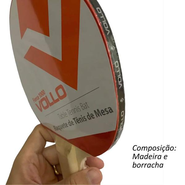 Imagem de Raquete Tenis de Mesa Ping Pong Emborrachada Force 100 Vollo