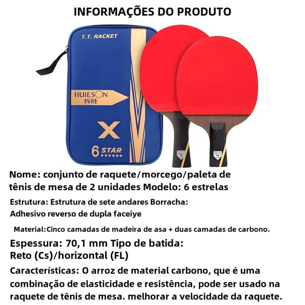 Imagem de Raquetes de Tênis de Mesa de Carbono - Conjunto com 2 Peças para Adultos