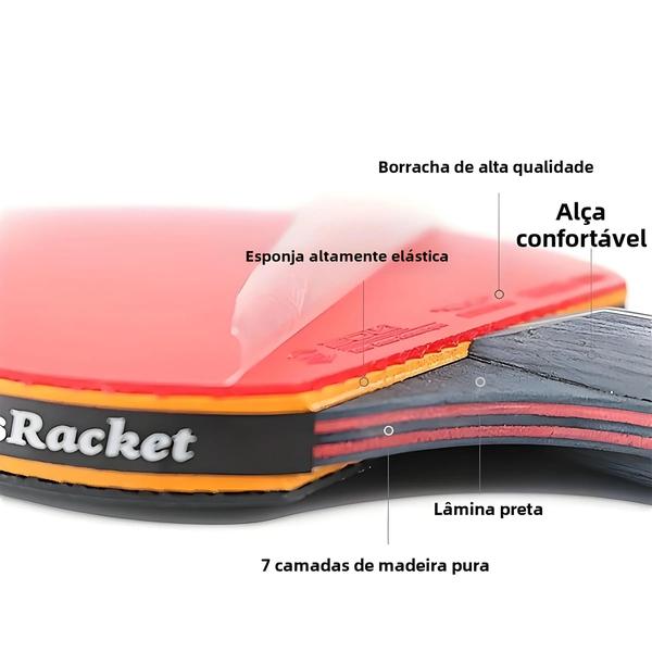 Imagem de Raquetes de Tênis de Mesa Profissionais 6 Estrelas - 2 Peças com Saco