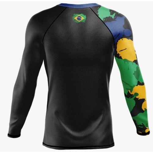 Rash Guard Jiu-Jitsu Treino Academia Camiseta Tecido Premium - Black Cat Sport Wear Imagem de Rash Guard Jiu-Jitsu Treino Academia Camiseta Tecido Premium
