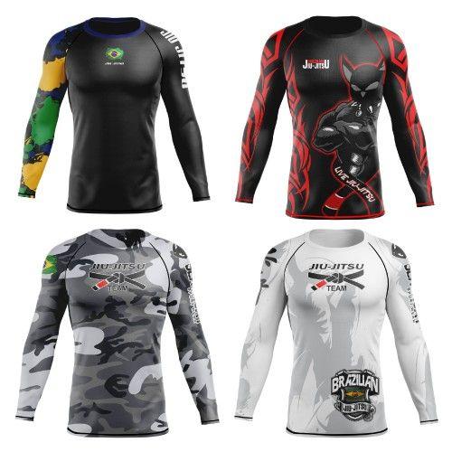 Rash Guard Jiu-Jitsu Treino Academia Camiseta Tecido Premium - Black Cat Sport Wear Imagem de Rash Guard Jiu-Jitsu Treino Academia Camiseta Tecido Premium