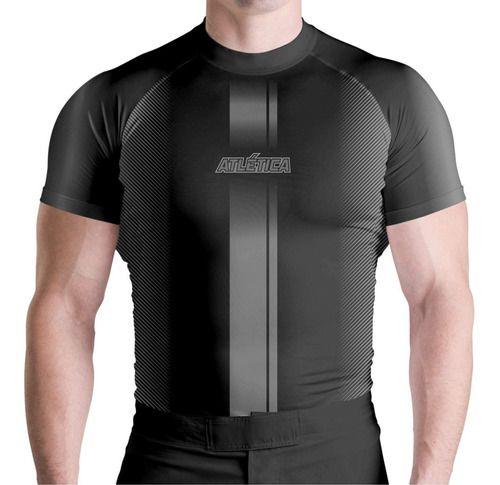 Imagem de Rash Guard Listrada Black MC Atlética Esportes