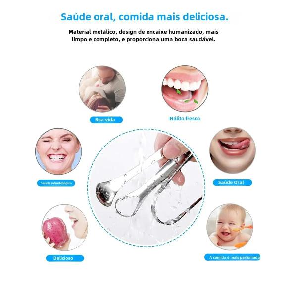 Imagem de Raspador de Língua de Aço Inoxidável Portátil - Para Adultos e Crianças