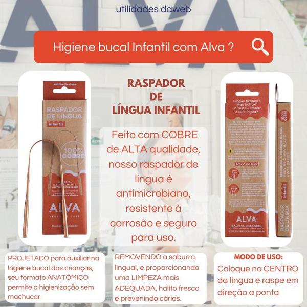 Imagem de Raspador De Lingua Infantil Alva Limpa Lingua De Cobre Antibacteriano Infantil