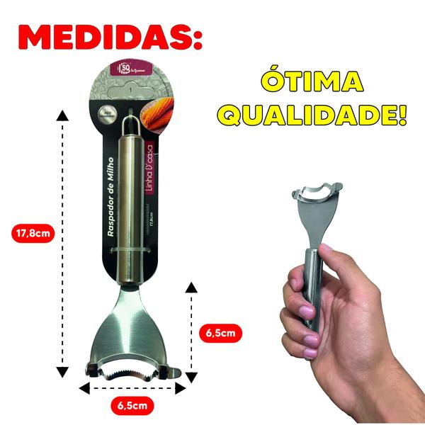 Raspador de Milho Debulhador Descascador Manual Aço Inoxidável - Caldeira Center Imagem de Raspador de Milho Debulhador Descascador Manual Aço Inoxidável