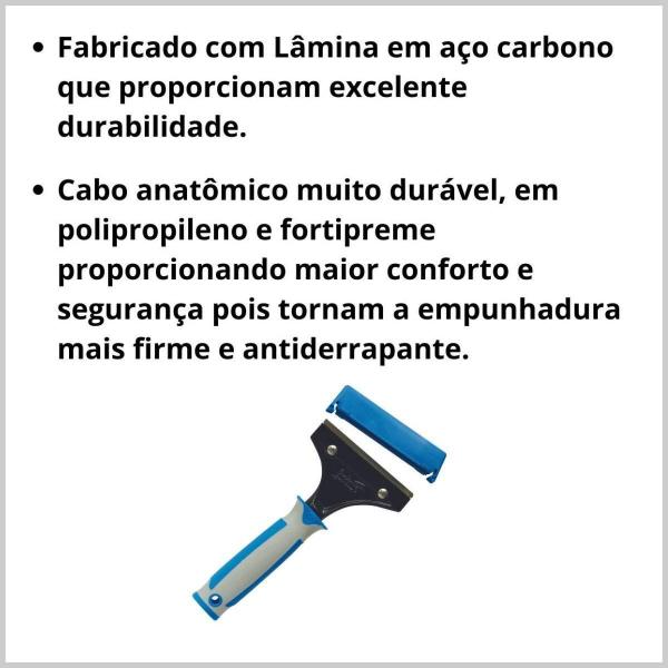 Imagem de Raspador Profissional Bralimpia + 10 Lamina Para Vidros Piso