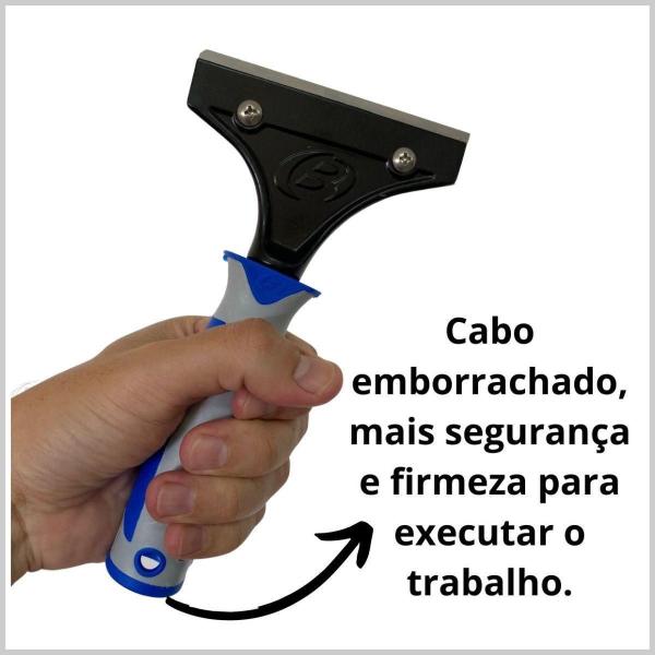 Imagem de Raspador Profissional Bralimpia + 10 Lamina Para Vidros Piso