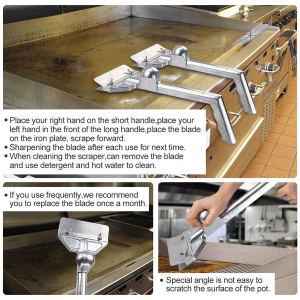 Imagem de Raspadores de grade SHANGPEIXUAN, Raspador de griddle comercial de alumínio pesado com 5 lâminas e raspador de grade de borda pequena