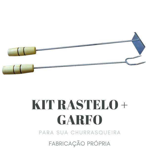 Imagem de Rastelo Mexedor Carvão 59 Cm + Garfo Para Churrasco 59cm