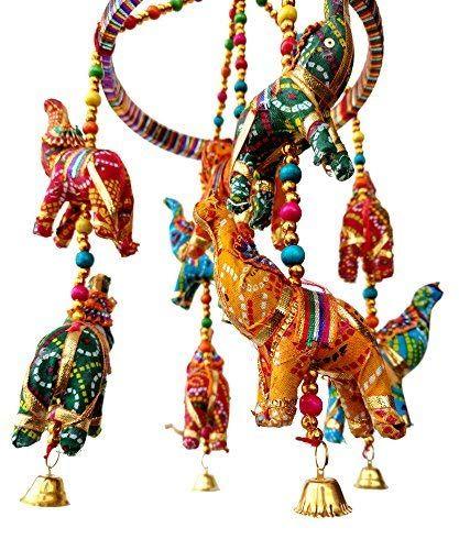 Imagem de Rastogi Artesanato Handmade Elefante Parede Suspensa Telhado Suspenso Ornamento Decorativo Natal Diwali Festa Casamento Decorativo Altura Suspensa -18 Polegadas De Cima para Baixo