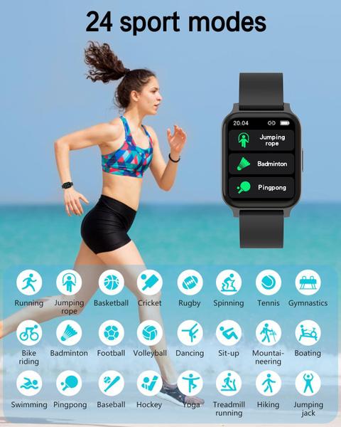 Imagem de Rastreador de fitness com tela de 1,7" Smartwatch Cloudpoem preto