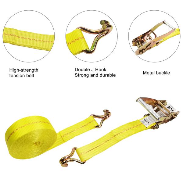 Imagem de Ratchet Strap Tie Down KJE, pacote com 2 x 27', 10000 libras, gancho J